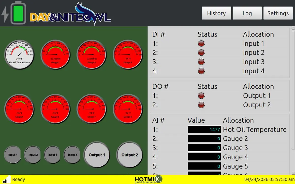 Day & NiteOwl setting alerts for hot oil heater