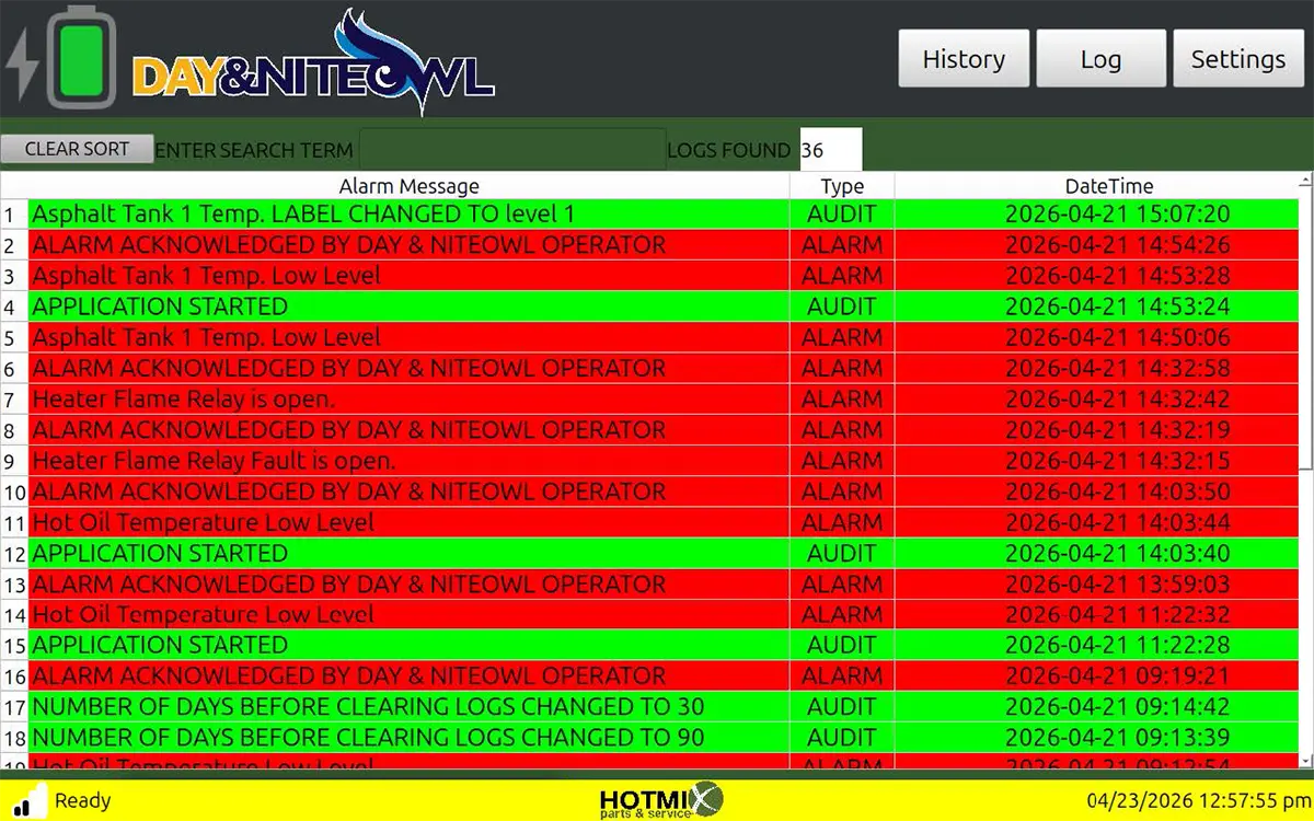 Day & NiteOwl log history