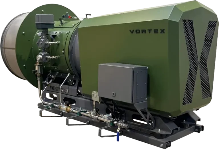 The Vortex burner from a front diagonal view