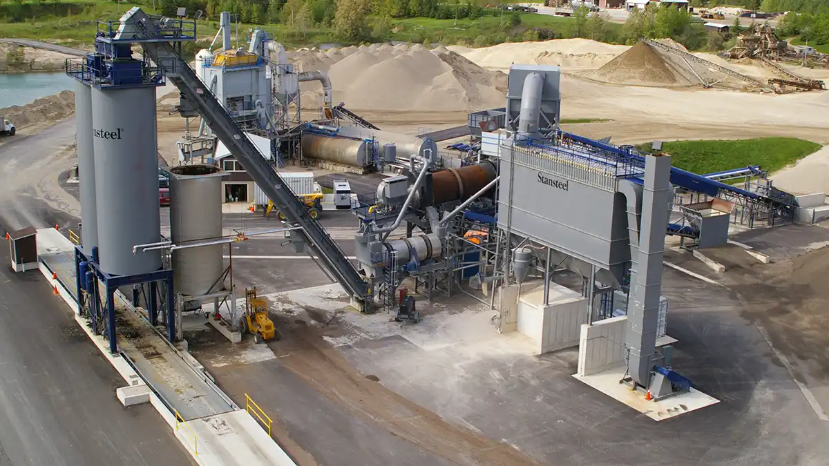 a Stansteel hot mix asphalt plant with rotary mixer