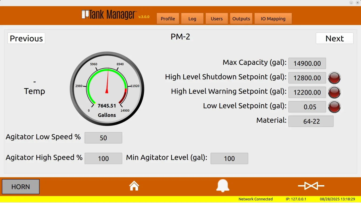 tank manager tank config screen